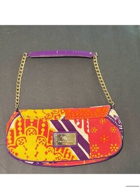TRINA TURK Patchwork Shoulder Bag with Gold Chain Clutch Multi Color